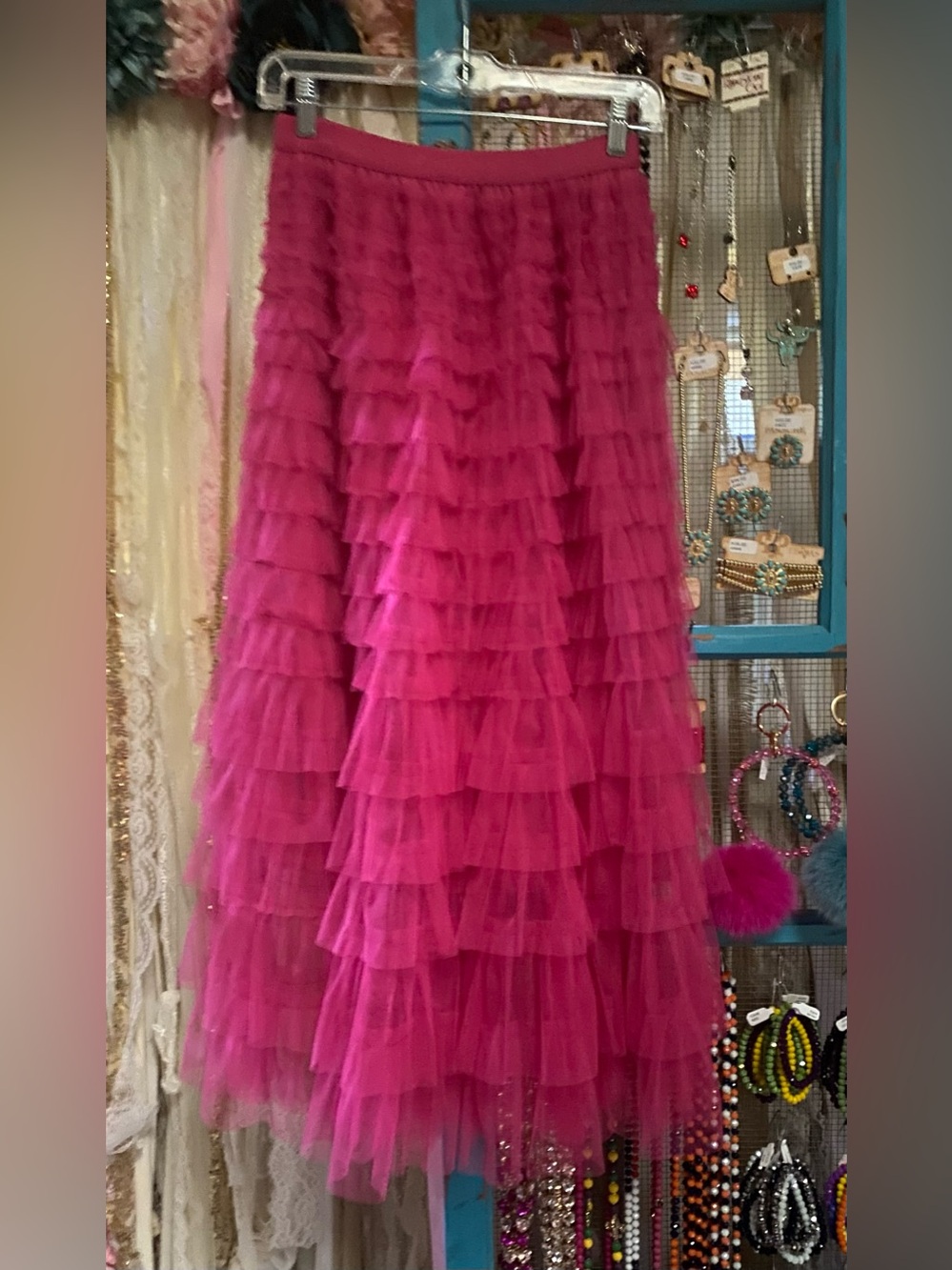 BRAND NEW WITH TAGS Hot Pink Mesh Layered Maxi Skirt – Missy Fit - Picture 2 of 2